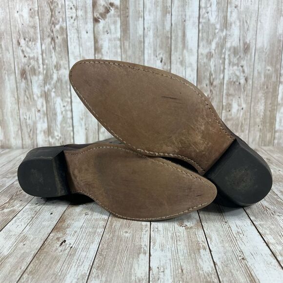 Double hBrown Leather Western‎ Cowboy Boots Colorful Stitching Detail - Picture 7 of 8